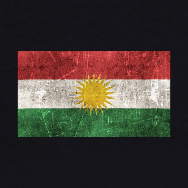 Vintage Aged and Scratched Kurdish Flag by jeffbartels